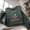 Embroidered Christmas Dog Sweatshirt, Peanuts Christmas Crewneck, Cute Dog Sweatshirt, Cartoon Dog Embroidered Shirt, Reindeer Sweatshirt