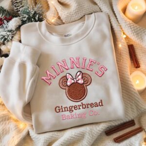 Embroidered Minnie Gingerbread Sweatshirt, Disney Christmas Baking Sweater, Disneyland Holiday Cookie Shirt, Disney Family Christmas Tee