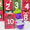 24 Days Countdown Christmas Box: 24Pcs Crochet Positive Vegetables/Fruits/Animal,Emotional Support Advent Calendar 2025,Funny Christmas Gift
