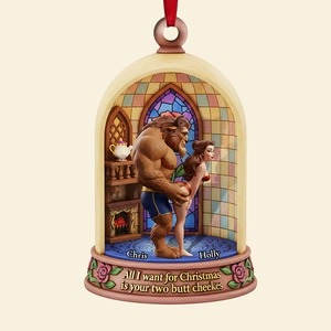 Belle and Beast Mischievous Christmas Ornament, Beauty and the Beast Funny Ornament, Romantic Disney Couple Holiday Decoration Keepsake