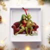 Funny Grinch Christmas Ornament, Personalized Couple Acrylic Ornament, Cute Green Monster Xmas Decoration, Holiday Tree Gift for Him Her