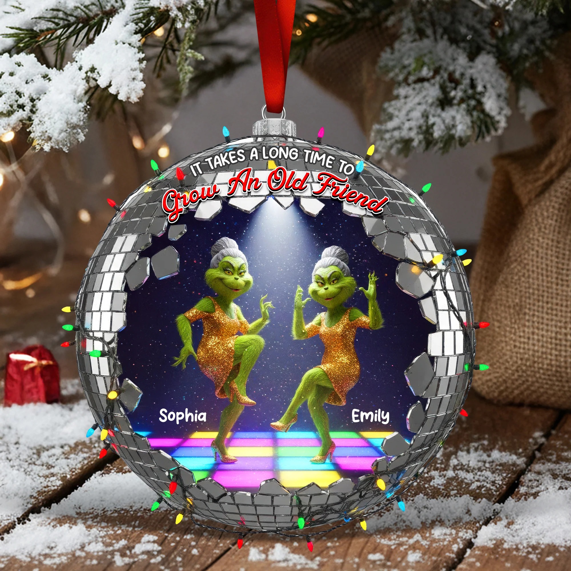 Green Monster Friends Acrylic Ornament - Personalized Gift For Besties