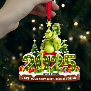 Christmas Grinch Ornaments, Personalized Grinch Christmas Ornament, Funny Grinch Monster Couple, Christmas Ornament, Merry Grinmas Gift
