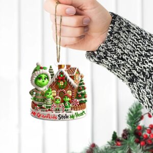 Personalized Grinch Monster Family Ornament, Funny Acrylic Holiday Decor, Custom Name Family Gift