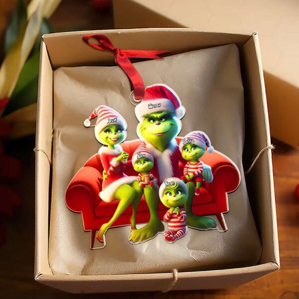 Custom Grinch Family Ornament 2025, Funny Christmas Ornament, Personalized Family Christmas Ornament, Grinchmas Family Xmas Tree Decor