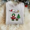 Cute Dog Christmas Embroidered Sweatshirt, Cozy Holiday Sweatshirt, Cartoon Winter Shirt, Gift for Her, Festive Tree Embroidery