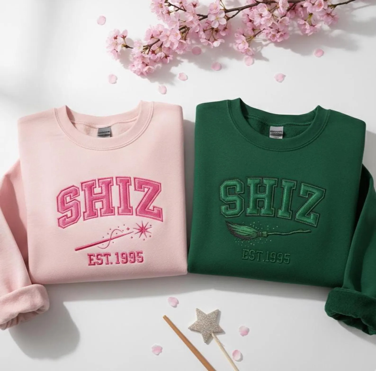 Shiz Embroidered Sweatshirt, Wizard Shiz University Sweatshirt, Broomstick Magic Wand, Movie Lover Shirt