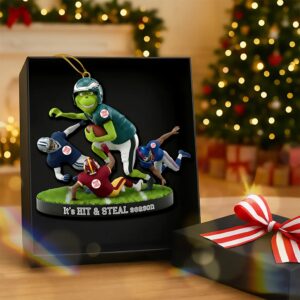 Personalized Grinch Football Ornament, Custom Team Gift
