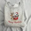 Embroidered Christmas Dog Sweatshirt, Peanuts Christmas Crewneck, Cute Dog Sweatshirt, Cartoon Dog Embroidered Shirt, Reindeer Sweatshirt