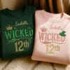 Custom Wicked Birthday Embroidered Sweatshirt, Pink & Green Witch Birthday Shirt, Kids Birthday Tee, Wicked Movie Gift