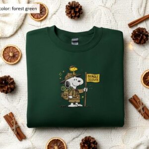 Embroidered Snoopy Peanuts Beagle Scouts Sweatshirt, Vintage Dog Cartoon Crewneck, Cozy Holiday Gift