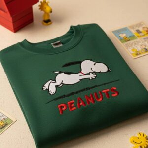 Embroidered Snoopy Peanuts Sweatshirt, Snoopy Crewneck, Snoopy & Woodstock Embroidered Shirt