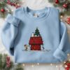 Christmas Snoopy Embroidery Sweatshirt, Peanuts Christmas Crewneck, Christmas Crew Shirt, Cute Snoopy Sweatshirt, Cartoon Snoopy Embroidered Shirt