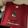 Christmas Snoopy Embroidery Sweatshirt, Peanuts Christmas Crewneck, Christmas Crew Shirt, Cute Snoopy Sweatshirt, Cartoon Snoopy Embroidered Shirt