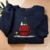 Christmas Snoopy Embroidery Sweatshirt, Peanuts Christmas Crewneck, Christmas Crew Shirt, Cute Snoopy Sweatshirt, Cartoon Snoopy Embroidered Shirt