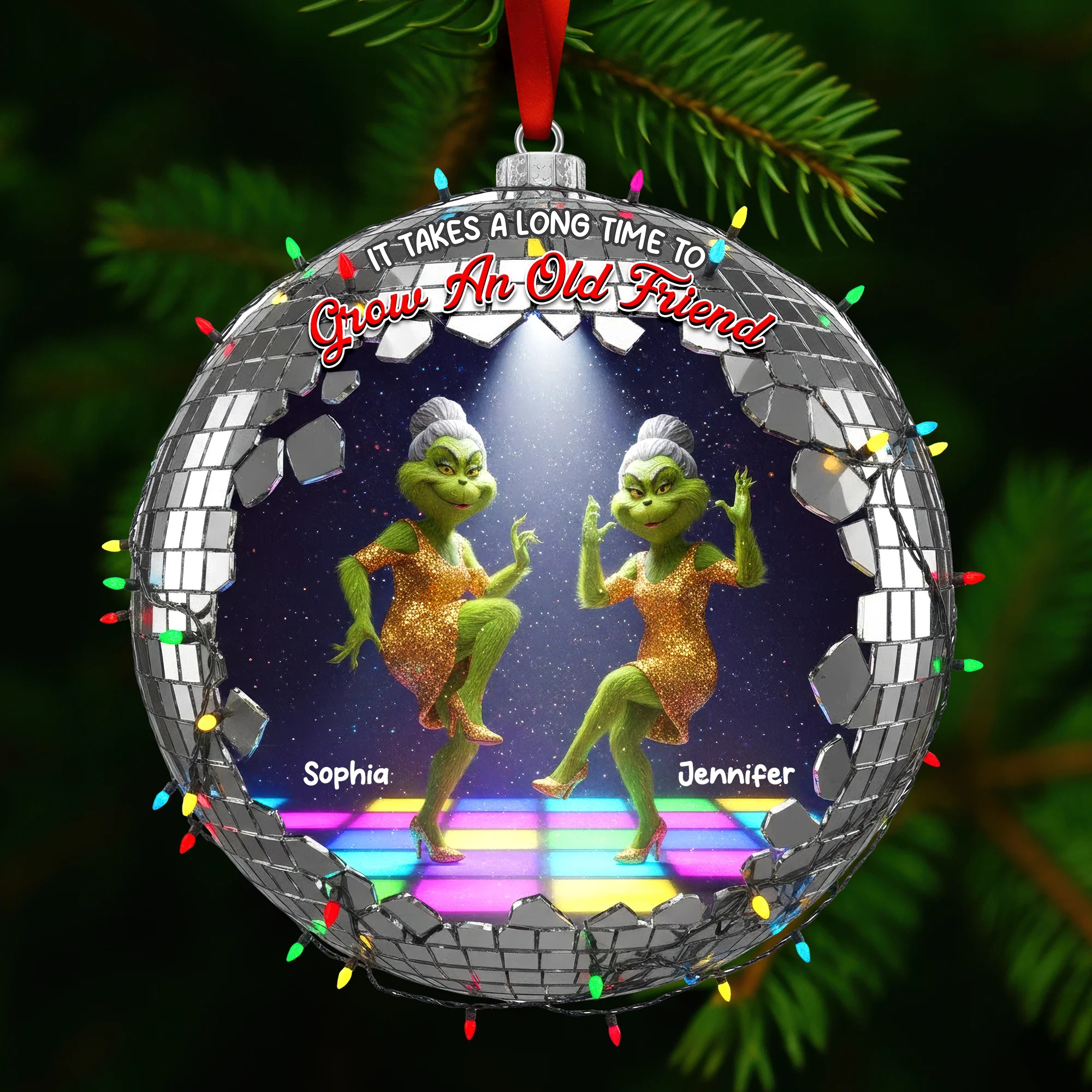 Green Monster Friends Acrylic Ornament - Personalized Gift For Besties