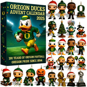 Oregon Ducks Advent Calendar, Christmas Countdown Advent Calendar Gift Box with 24 Acrylic Ornaments