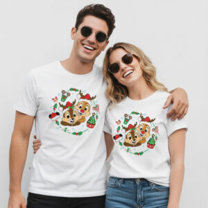 Chip 'n Dale Merry Christmas Graphic Tee - Festive Holiday T-Shirt