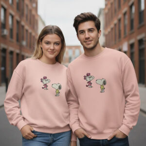 Unisex Snoopy and Belle Embroidered Pullover