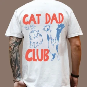 Cat Dad Shirt, Cat Dad Tee, Comfort Colors Cat Dad Club Shirt, Back Design Tee Funny Cat Shirt