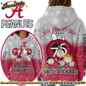 Alabama Crimson Tide Premium NCAA Peanuts Anniversary 3D Waffle Hoodie, Sweatshirt, Tshirt HI