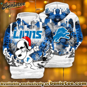 All Team NFC Detroit Lions x Snoopy Christmas Hoodie Limited Edition-3D Unisex Hoodie