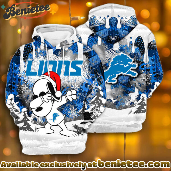 All Team NFC Detroit Lions x Snoopy Christmas Hoodie Limited Edition-3D Unisex Hoodie