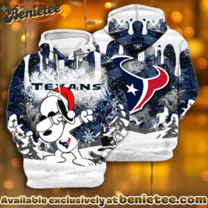 All Team NFC Houston Texans x Snoopy Christmas Hoodie Limited Edition-3D Unisex Hoodie