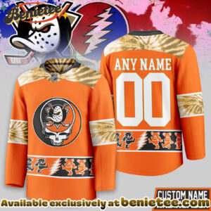 Anaheim Ducks Premium NHL Tie-Dye Skull Hockey Jersey