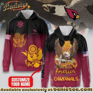 Arizona Cardinals Premium NFL God Bless America Zip Hoodie, T-shirt, Sweatshirt - Ver 2