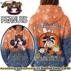 Auburn Tigers Premium NCAA Peanuts Anniversary 3D Waffle Hoodie, Sweatshirt, Tshirt HI