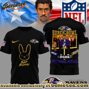 Baltimore Ravens Premium NFL Bad Bunny Super Bowl 3D Shirt