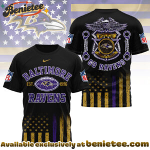 Baltimore Ravens Premium NFL Law Enforcement Tribute 3D Shirt