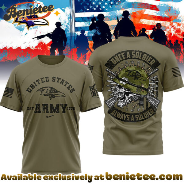 Baltimore Ravens Premium NFL Once A Soldier Always A Soldier 3D Shirt, Hoodie, Sweatshirt