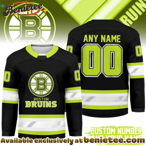 Boston Bruins Premium NHL Hi-Vis Hockey Spirit Custom Name and Number Jersey