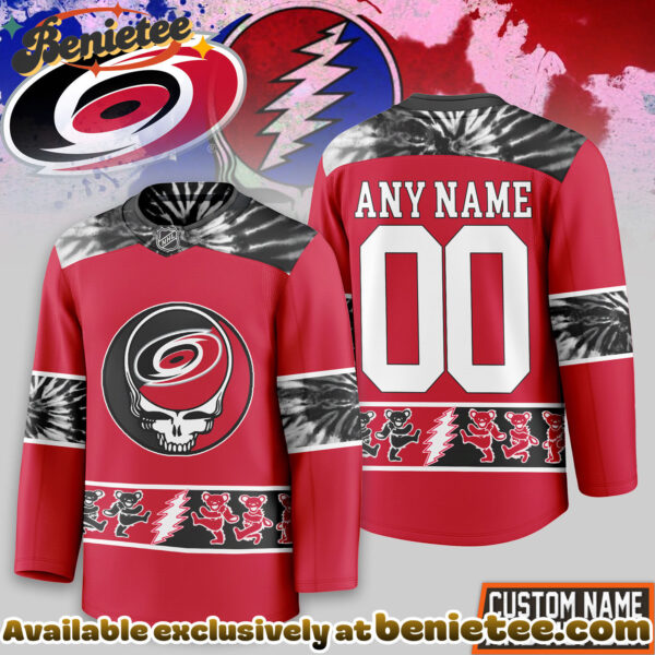 Carolina Hurricanes Premium NHL Tie-Dye Skull Hockey Jersey