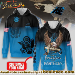 Carolina Panthers Premium NFL God Bless America Zip Hoodie, T-shirt, Sweatshirt - Ver 2