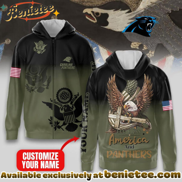 Carolina Panthers Premium NFL God Bless America Zip Hoodie, T-shirt, Sweatshirt