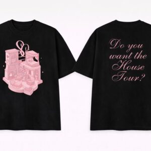Women's Sabrina Carpenter Graphic Oversized T-Shirt Do You Want The House Tour Cotton Black Adult Size S-4XL