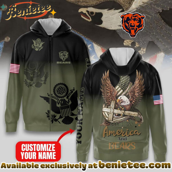 Chicago Bears Premium NFL God Bless America Zip Hoodie, T-shirt, Sweatshirt