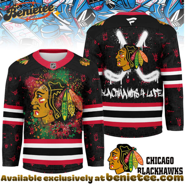 Chicago Blackhawks Premium NHL Graffiti My Team 4 Life Hockey Jersey