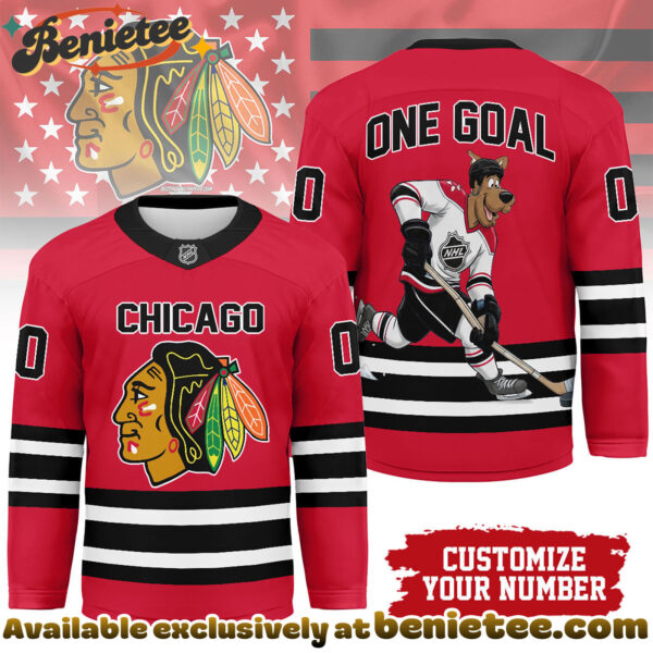 Chicago Blackhawks Premium NHL Scooby Doo Personalized Hockey Jersey