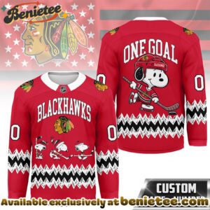 Chicago Blackhawks Premium NHL Snoopy Personalized Hockey Jersey