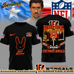 Cincinnati Bengals Premium NFL Bad Bunny Super Bowl 3D Shirt
