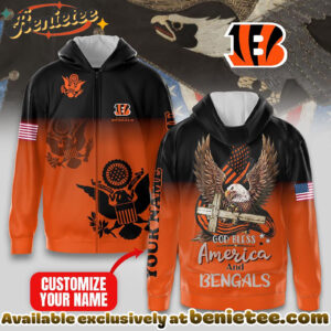 Cincinnati Bengals Premium NFL God Bless America Zip Hoodie, T-shirt, Sweatshirt - Ver 2