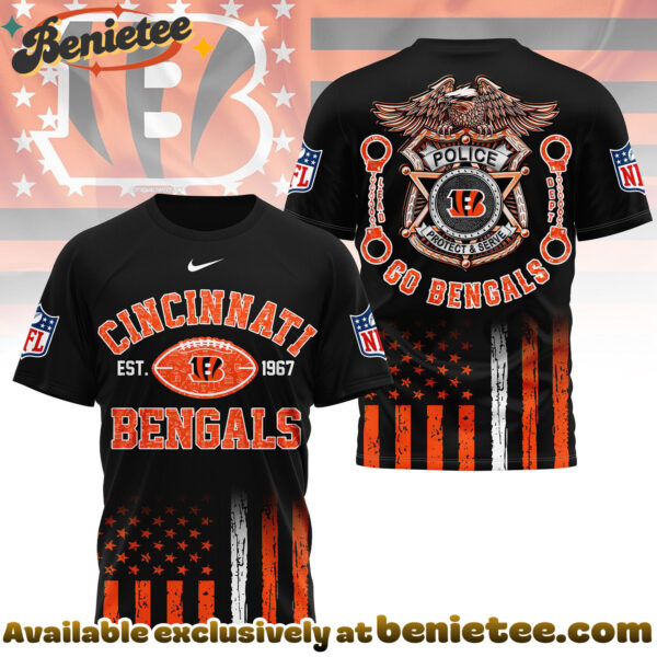 Cincinnati Bengals Premium NFL Law Enforcement Tribute 3D Shirt