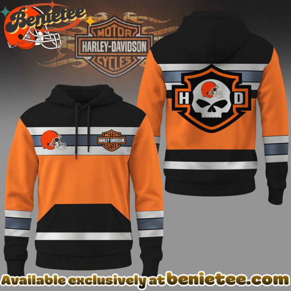 Cleveland Browns Premium NFL Harley-Davidson High Visibility 3D Hoodie, Sweatshirt, Tshirt
