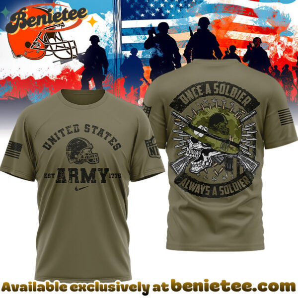 Cleveland Browns Premium NFL Once A Soldier Always A Soldier 3D Shirt, Hoodie, Sweatshirt