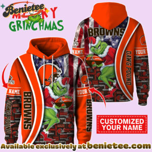 Cleveland Browns x The Grinch Christmas Football Hoodie Limited Edition-3D Unisex Hoodie