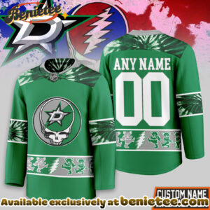 Dallas Stars Premium NHL Tie-Dye Skull Hockey Jersey
